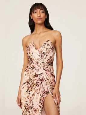 Katie May Come On Home Floral Midi-Dress Xs satin slit